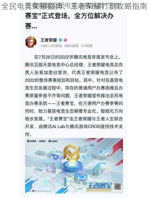 全民电竞荣耀盛典：王者荣耀打赏攻略指南