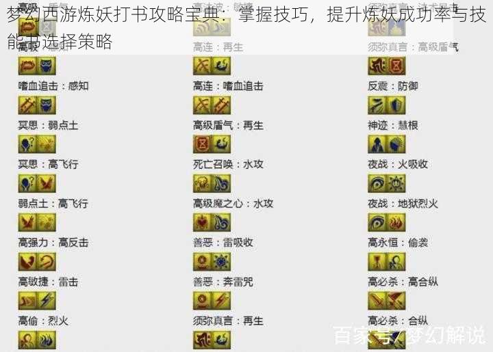 梦幻西游炼妖打书攻略宝典：掌握技巧，提升炼妖成功率与技能书选择策略