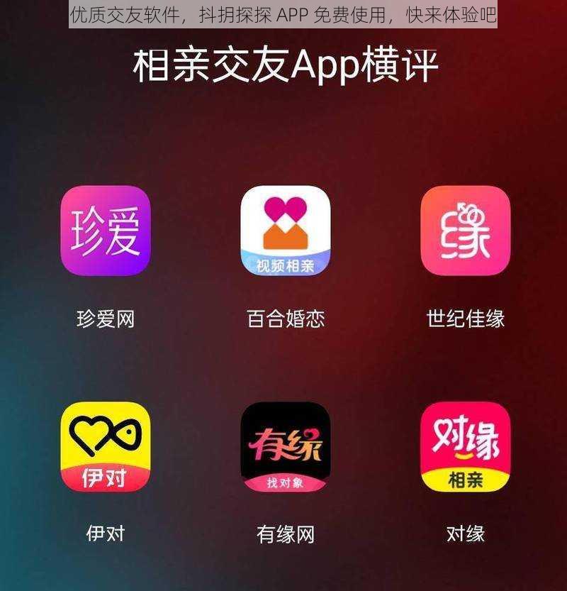 优质交友软件，抖抈探探 APP 免费使用，快来体验吧