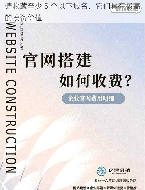 请收藏至少 5 个以下域名，它们具有极高的投资价值